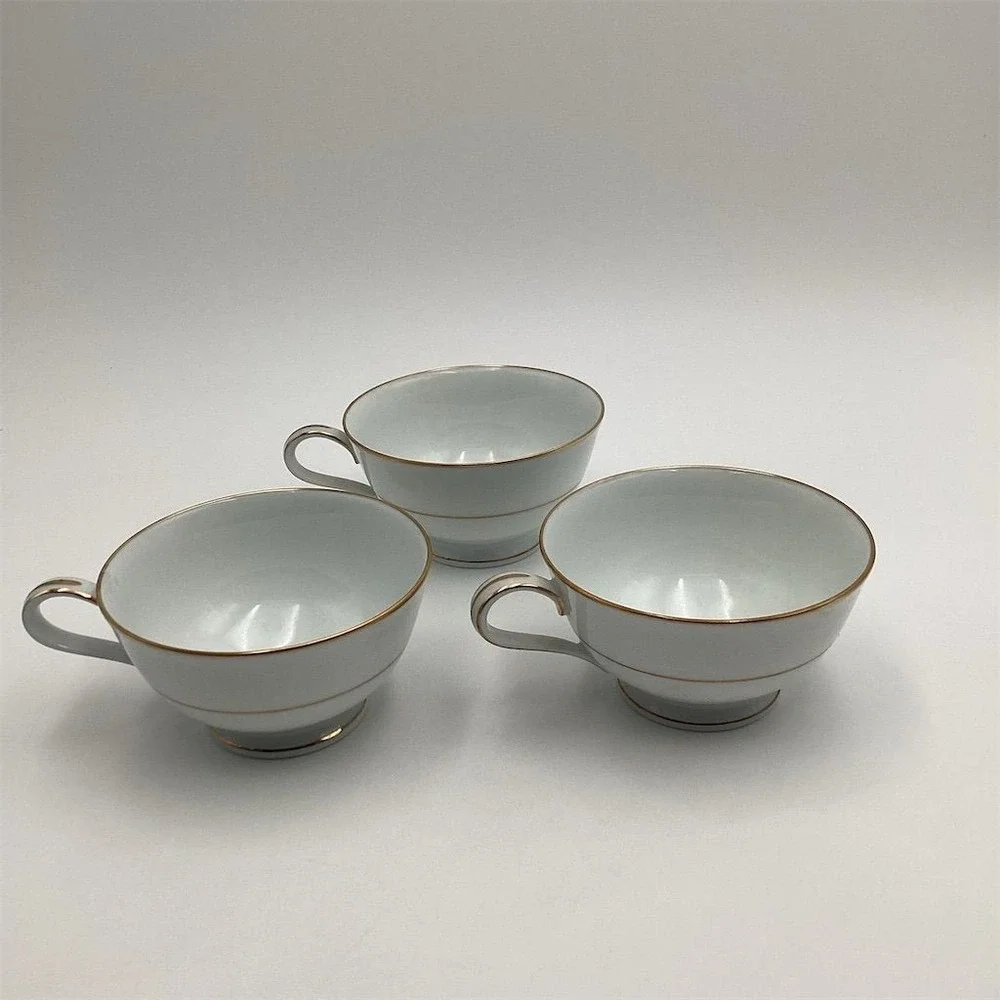 Noritake Dawn 5930 Vintage Tea Cups Set of 3 White Porcelain‎ Japan
